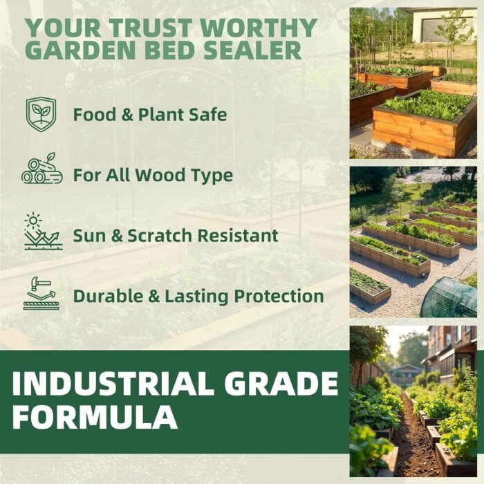 Garden Box Sealer 32OZ/946ML, Non-Toxic & Plant-Based Waterproofing Wood Sealer for Raised Garden Beds, Planters & Pet Shelters, Long-Lasting Protection Against Water, Sun & Weather Damage - Image 2