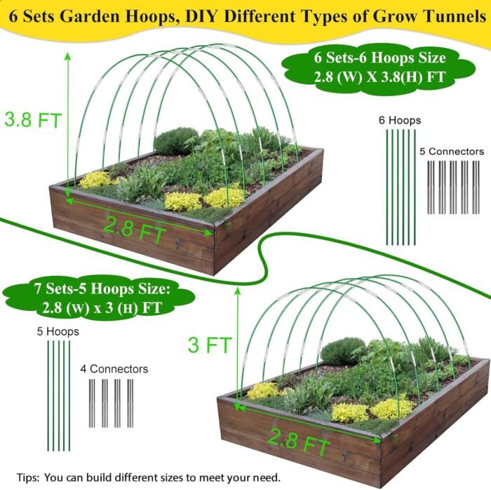 Garden Mesh Netting Kit,10 x 30FT Ultra Fine Netting with 6 Sets Fiberglass Garden Hoops for Raised Beds Vegetable Plants Fruits Greenhouse Row Cover Birds Animals Barrier Protection Net - Image 4