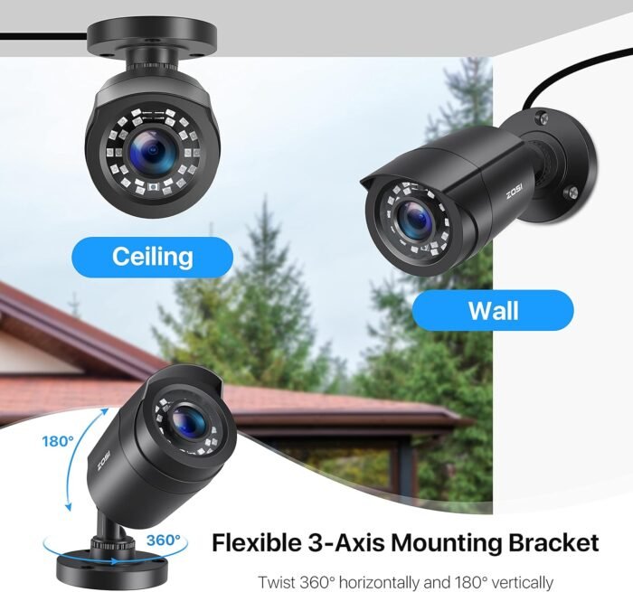ZOSI 1080P 4 Pack HD TVI Security Cameras, 80ft Night Vision, Outdoor Indoor Weatherproof Bullet Camera for 1080P/5MP/4K HD TVI Analog CCTV DVR System - Image 8