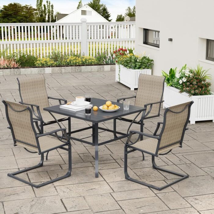 UDPATIO Patio Dining Chairs Set of 4, High Back Patio Chairs in All Weather Breathable Textile Fabric, Outdoor Furniture Chairs for Deck, Lawn, Garden, Backyard (Brown) - Image 2