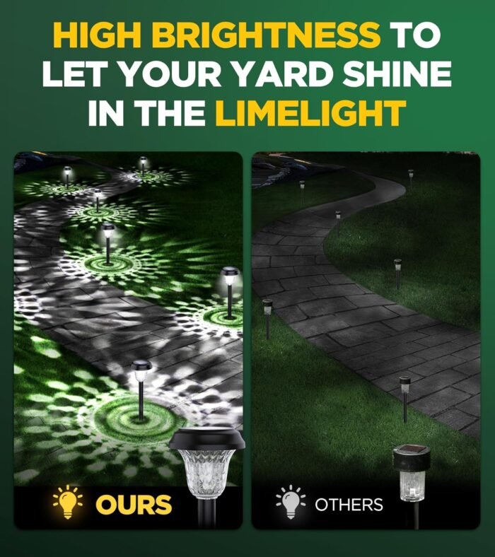 10 Pack Ultra Bright Solar Lights Outdoor Waterproof, from Dusk to Dawn Up to 12H Solar Light for Outside, Auto On/Off Solar Powered Garden Pathway Lights, Landscape Lighting (Cold White) - Image 3