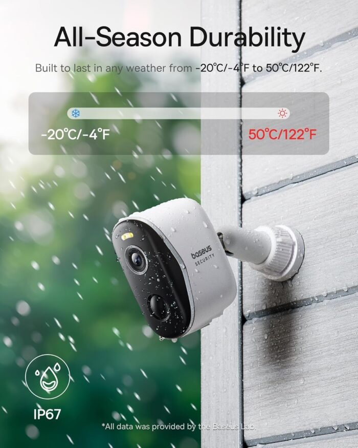 Baseus Wireless Cameras for Home Security, N1 2-Cam Kit with True 2K Clarity, No Monthly Fee, 16TB Expandable Local Storage, 210-Day Battery Life, Spotlight & Alarm, Works with Alexa and Google Home - Image 6