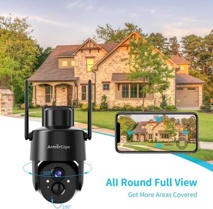 2Pack 2K HD Solar Security Cameras Wireless Outdoor, 360° PTZ View Outdoor Cameras for Home Security,Color Night Vision with Spotlight, 2-Way Audio,Motion Alarm, IP65 Waterproof - Image 4