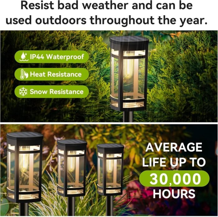 12 Pack Solar Lights Outdoor Waterproof for Garden Pathway Walkway Driveway Yard Lawn Decorative Landscape Lighting. (Warm White Light, 12) - Image 5