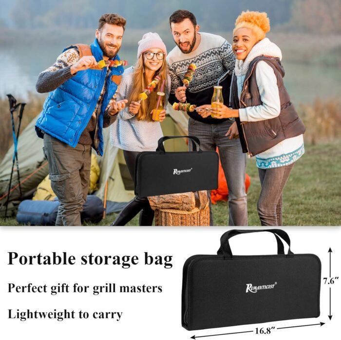 ROMANTICIST 27pcs Heavy Duty Grilling Gifts for Men Dad Fathers Day, Extra Thick BBQ Accessories Tools Set, Stainless Steel Grill Utensils Kit with Meat Claws, Carrying Bag for Outdoor Camping Black - Image 6