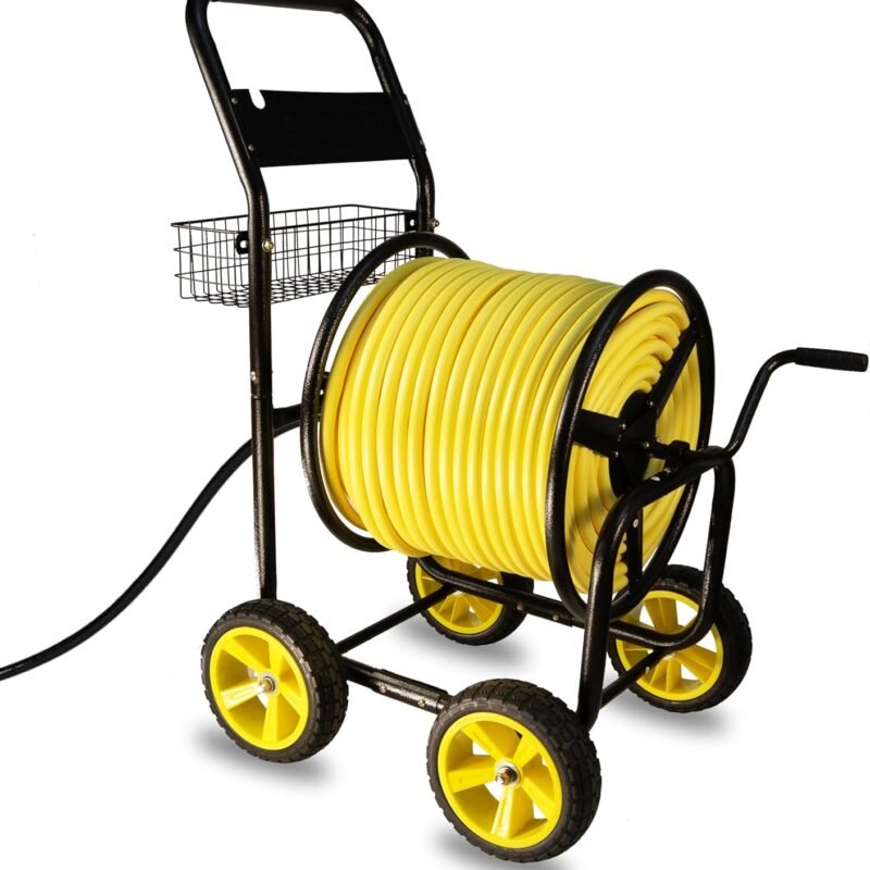 400ft Hose Reel Cart with Wheels – Durable Garden Water Hose Storage With Wheels, Outdoor Hose Holder with Large Capacity, Perfect for Contractor, Lawn, Garden, and Landscaping