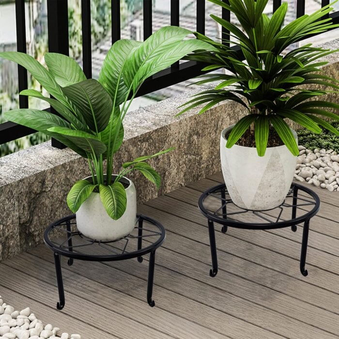yosager 4 Pack Metal Plant Stands for Flower Pot, Heavy Duty Black Iron Potted Stand Holder, Indoor Outdoor Rustproof Metal Planter Container Round Supports Display Rack for Home & Garden Decor - Image 2