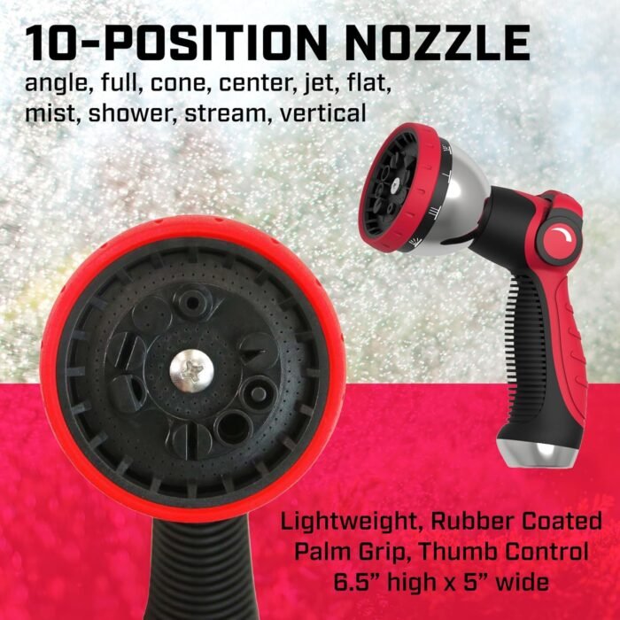Chapin 5999: 65 ft. Retractable Garden Hose Reel, Wall Mounted Heavy-Duty Case and 180° Swivel Frame Mount, Auto Retract and Locking Hose, w/ 10 Position Metal Garden Hose Spray Nozzle - Image 7