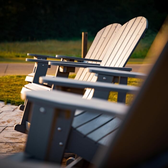 Flash Furniture Savannah Poly Resin Wood Adirondack Rocking Chair - All Weather Gray Polystyrene - Stainless Steel Hardware - Image 10