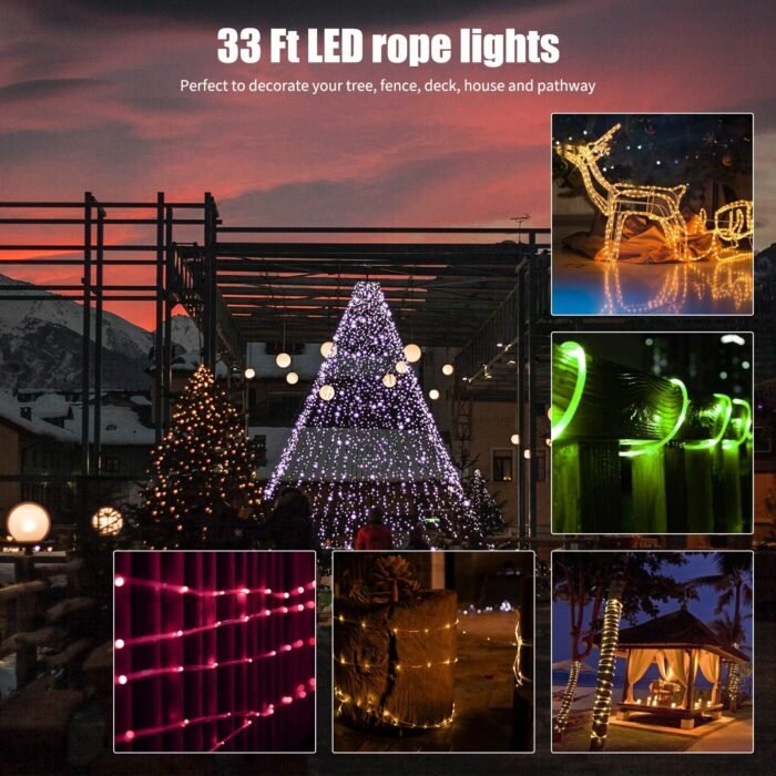 Minetom Color Changing Rope Lights Outdoor, String Lights with Plug & Remote, Twinkle String Lights Indoor Bedroom, Waterproof LED Rope Lights for Outside,16 Colors - Image 5