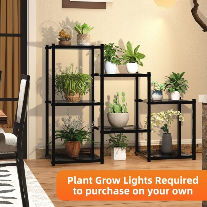 Simple Trending Plant Stand Indoor Outdoor, Heavy Duty Metal Waterproof 7 Tiered Plant Shelf for Multiple Flower Planter Holder Tall Large Rack, Black - Image 5