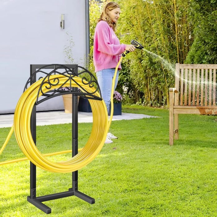 biguphate 2025 Garden Hose Holder Outside, Heavy Duty Water Hose Storage with 4 Spikes, Metal Yard Hose Hanger for 150FT Hose, Durable Lawn Hose Reel Rack - Image 7