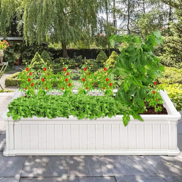 Giantex Raised Garden Bed, Planter for Flower Vegetables, Outdoor Plant Box Patio Backyard, Easy Assembly (48''Lx24''Wx12''H, White) - Image 8
