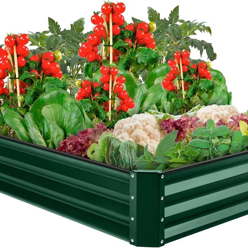 Best Choice Products 6x3x1ft Outdoor Metal Raised Garden Bed Box Vegetable Planter for Vegetables, Flowers, Herbs, and Succulents - Dark Green
