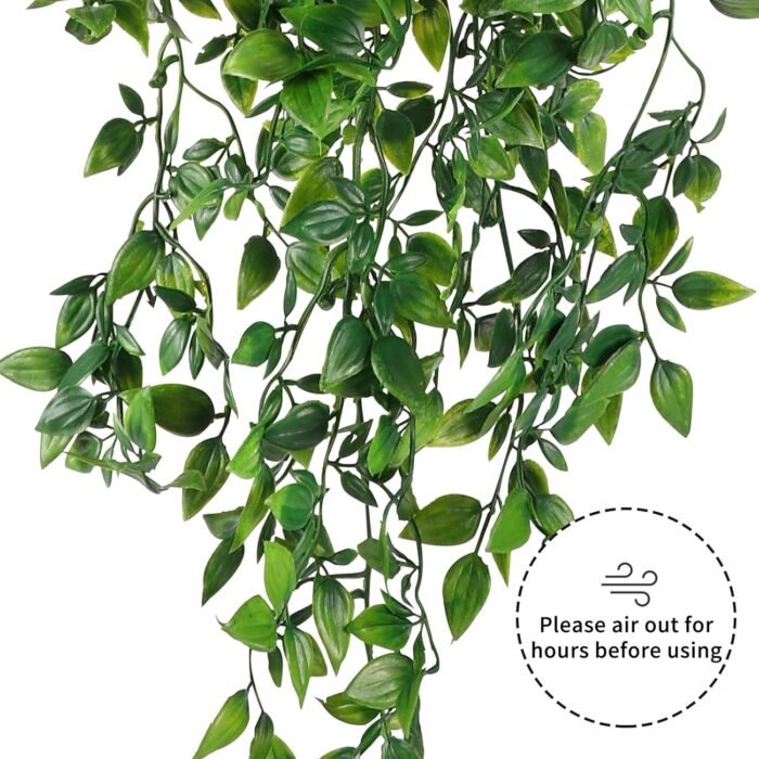 Whonline 2pcs Fake Hanging Plants, Artificial Potted Plants for Indoor Outdoor Aesthetic Office Living Room Shelf Decor - Image 3