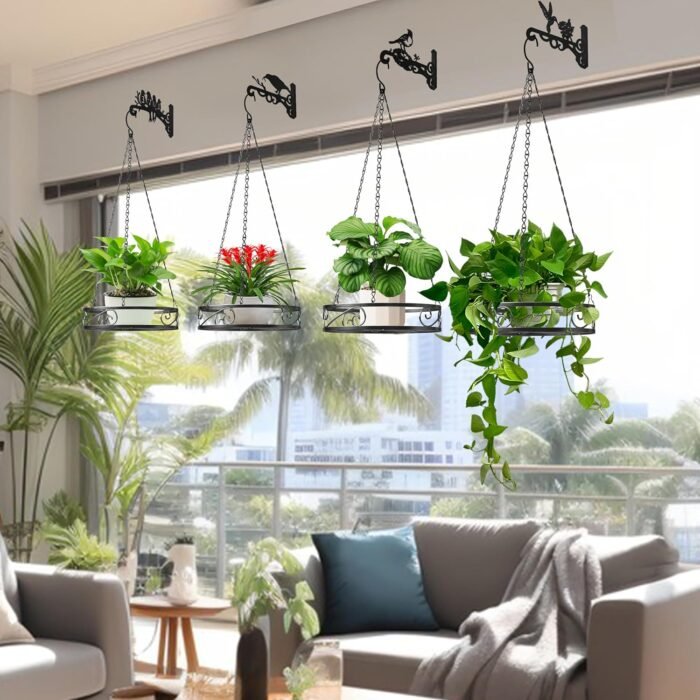 2-Pack Aesthetic Wall Plant Hanger Indoor and Outdoor – 10 Inch Metal Hanging Plant Bracket with Beautiful Bird Pattern – Anti Rust Plant Hooks for Hanging Plants, Bird Feeder, Wind Chime, Lantern - Image 8