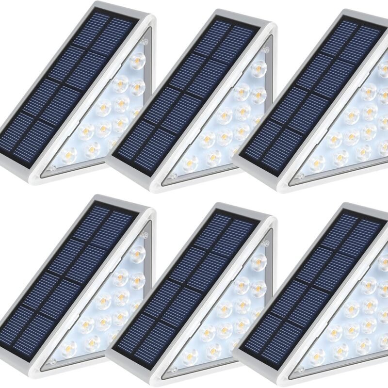 LED Solar Step Lights Waterproof Outdoor Stair Lights, Solar Deck Lights Outdoor Decor IP67 Solar Decoration Lights for Yard, Patio, Garden, Walkways, Front Door, Pathway, Driveway, Porch 6 Pack