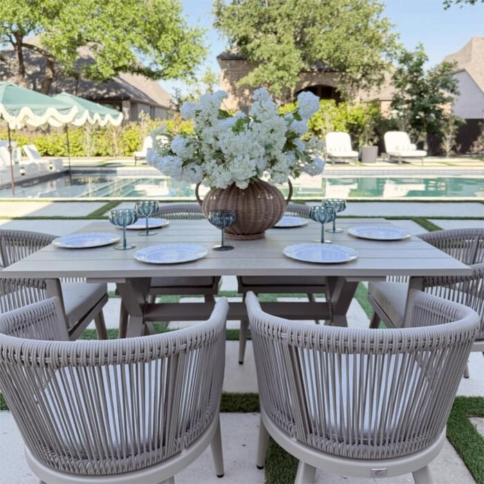 PURPLE LEAF Outdoor Dining Set for 10 All-Weather 12 Pieces Patio Aluminium Dining Large Table and Rope Weave Chairs Included Cushions for Backyard Deck Kitchen Modern Patio Furniture Set Champagne - Image 3