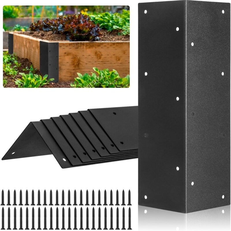 Set of 8 Raised Garden Bed Corner Brackets with Wood Screws for 20"-24" Bed, Rust Resistant Raised Bed Corners Metal Connectors 11" x 3" x 3" for Vegetable Planter Garden