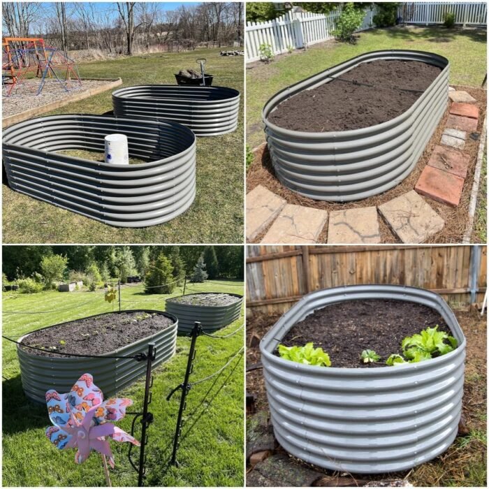 A ANLEOLIFE 8x4x2ft Galvanized Raised Garden Bed Kit, Oval Metal Deep Root Planters for Outdoor Plants Vegetables Flowers Herb, Large Bottomless, 478 Gallon Capacity- Quartz Grey - Image 2
