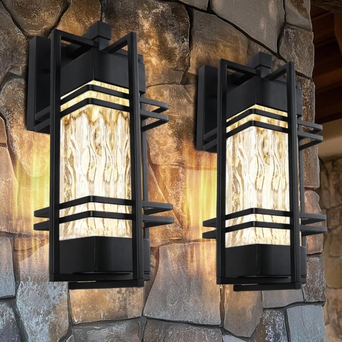 Dusk to Dawn Outdoor Front Porch Light Fixtures Wall Mount,2 Pack Sensor Exterior Lighting Fixtures for House, Waterproof Wall Sconce Lights, Outside Lantern Lamp for Garage, Doorway(Bulb Included)
