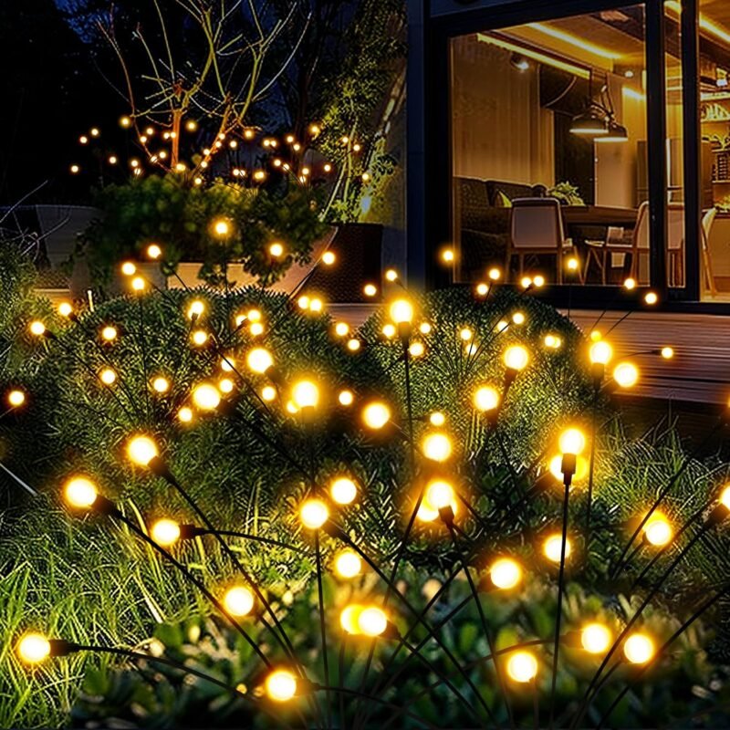 Solar Garden Lights, 80 LED Firefly Garden Lights Solar Outdoor, Solar Lights for Outside Sway by Wind,Outdoor Solar Lights Waterproof for Yard Patio Pathway Decoration (8 Pack)