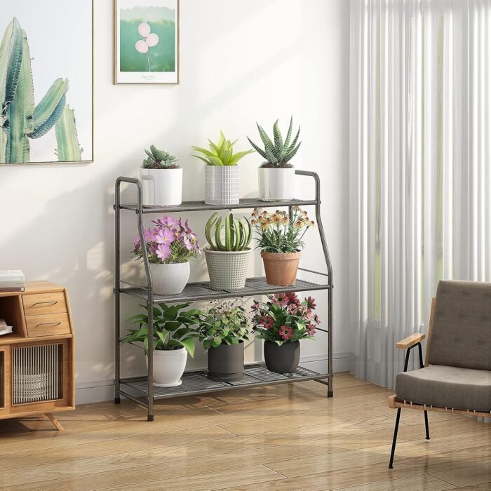 Simple Trending Plant Stand Outdoor Indoor 3 Tier Metal Waterproof Plant Shelf for Living Room Balcony Garden - Image 3