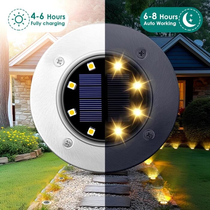 SOLPEX Solar Lights Outdoor Waterproof, 12 Pack Solar Ground Lights, Solar Garden Lights Landscape Lighting for Pathway Driveway Patio Backyard Walkway (Warm White) - Image 3