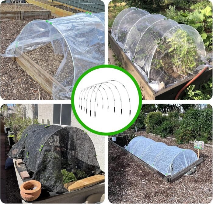 8FT Garden Hoops Grow Tunnel Kit - Rust-Free Fiberglass Frame for Raised Beds, 36pcs - DIY Plant Support for Garden Netting, Row Covers, and Greenhouse Protection - Image 7