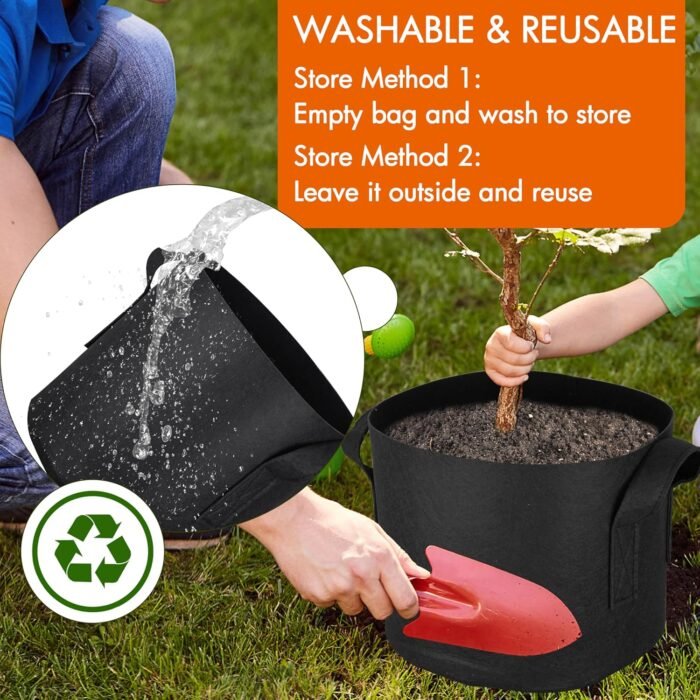Gardzen 10-Pack 10 Gallon Grow Bags, 300G Thickened Aeration Fabric Pots with Handles, Heavy Duty Cloth Pots for Plants - Image 7