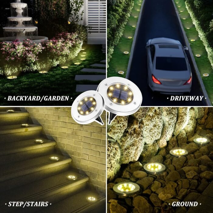 SOLPEX Solar Lights Outdoor Waterproof, 12 Pack Solar Ground Lights, Solar Garden Lights Landscape Lighting for Pathway Driveway Patio Backyard Walkway (Warm White) - Image 2