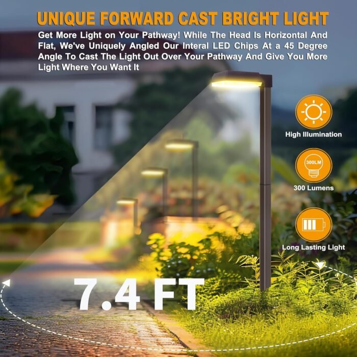 Bobcat Solar Pathway Lights Super Bright 300 lumens with 2-in-1 Warm White and Daylight Modes, Dark Brown Solar Lights for Outdoor Path, Sidewalk, Driveway or Walk Way Light(4 Pack) - Image 2