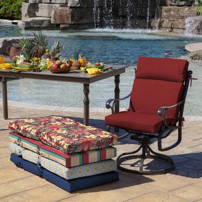 Arden Outdoor Chair Cushion, 21 x 20, Rain-Proof, Fade Resistant 20 x 21, Ruby Red Leala - Image 5