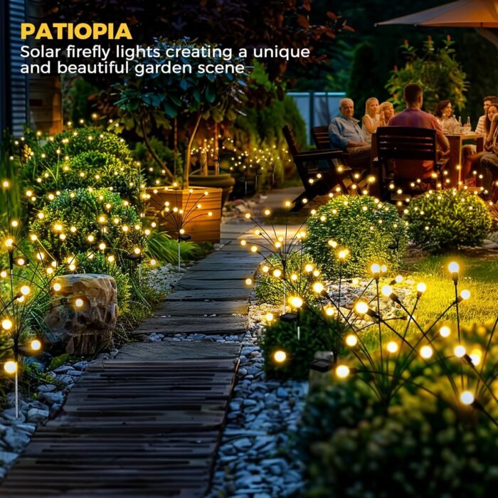 Solar Garden Lights, 80 LED Firefly Garden Lights Solar Outdoor, Solar Lights for Outside Sway by Wind,Outdoor Solar Lights Waterproof for Yard Patio Pathway Decoration (8 Pack) - Image 6
