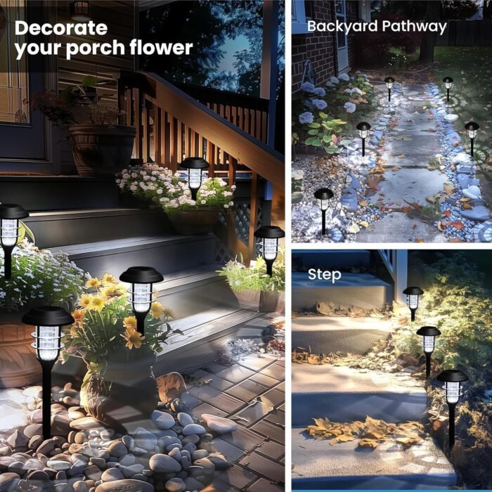 SOLPEX Solar Lights for Outside, Solar Outdoor Path Lights, Garden Lights Waterproof, Solar Powered Landscape Lighting for Yard, Garden, Pathway, Patio, Porch, Walkway, Driveway, 8 Pack(Cold White) - Image 5