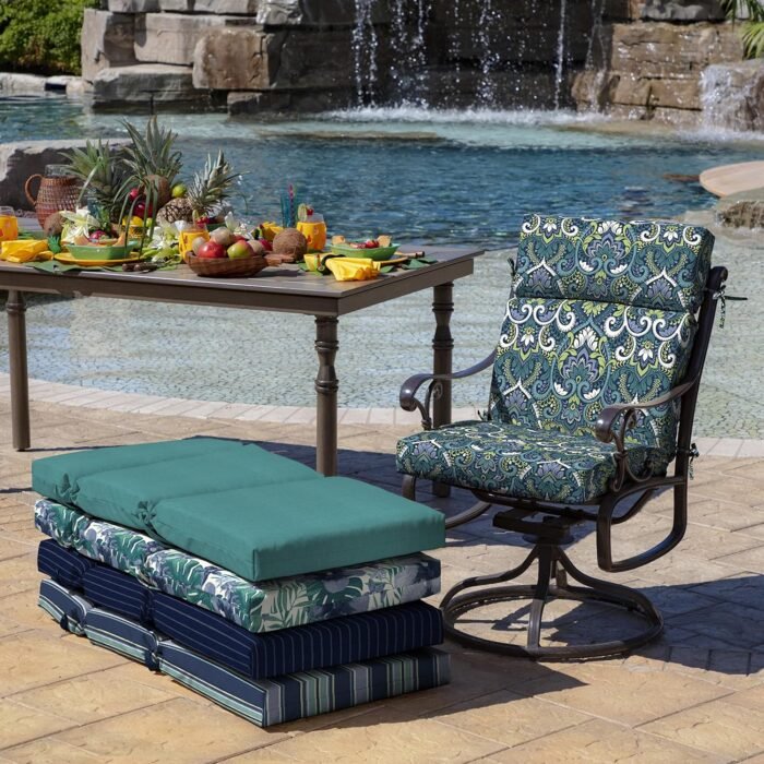 Arden Selections Outdoor Chair Cushion, 21 x 20, Water Repellent, Fade Resistant 21 x 20, Sapphire Aurora Blue Damask - Image 5