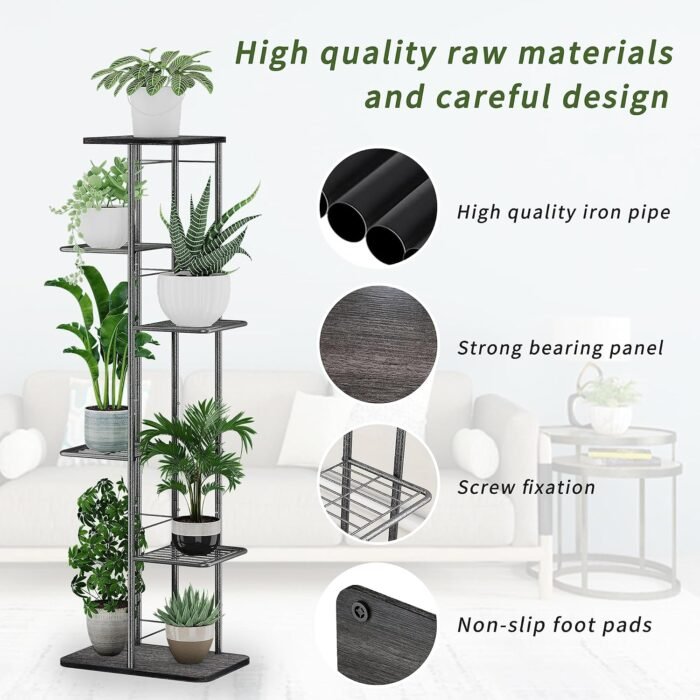 Simple Trending Plant Stand Shelf Indoor Outdoor Waterproof, 6 Tier 7 Potted Heavy Duty Metal Tall Flower Holder for Multiple Corner Display - Image 3