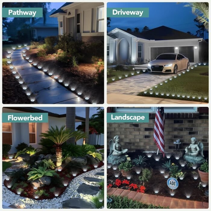SOLPEX Mini Solar Ground Lights, 10 Pack Solar Lights Outdoor Waterproof, Pathway Lights Solar Powered, Solar Garden Light, Landscape Lighting for Yard Driveway Walkway (Cool White) - Image 2