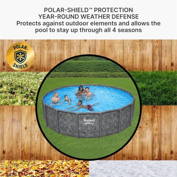 Bestway APX 365 16' x 48" Round Above Ground Pool Set with Sand Filter Pump, Ladder, and Cover, Dark Marble - Image 5