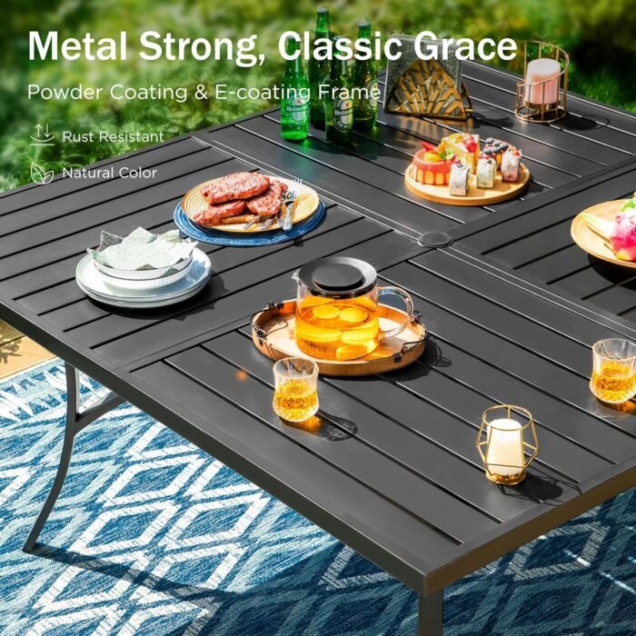 PHI VILLA 9-Piece Outdoor Dining Sets, 60x60 All-Weather Patio Table and Chairs Set for 8, Heavy Duty Patio Table Set Square for Deck, 8 Extra Large Outdoor Swivel Chairs with Thick Cushions - Image 5