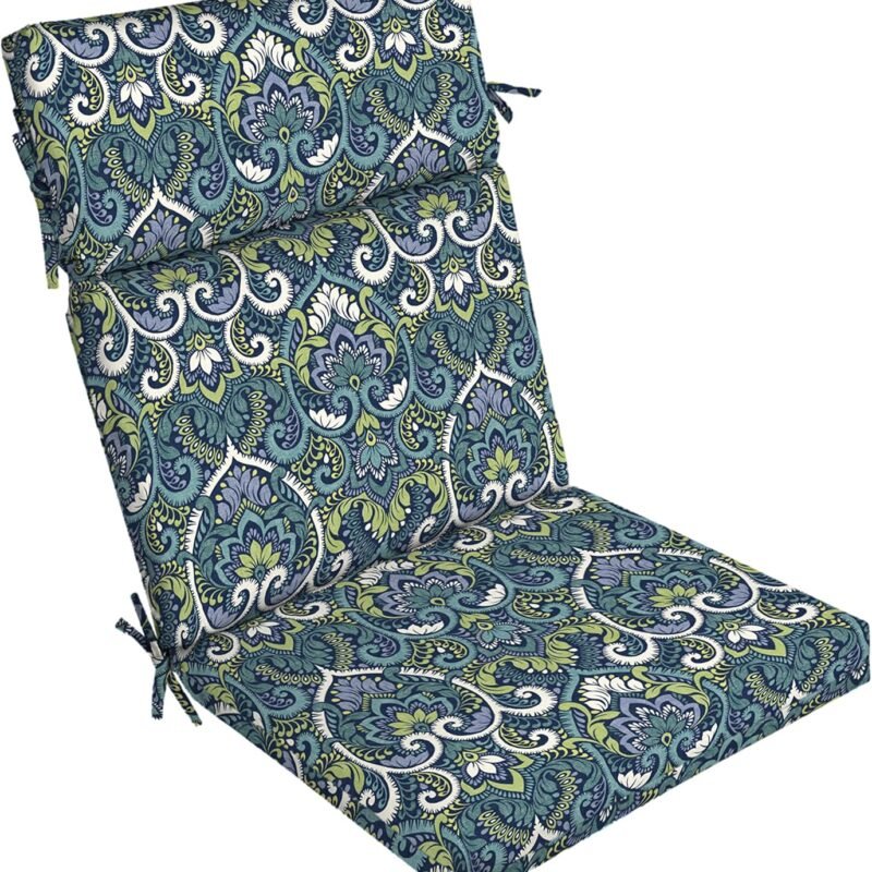 Arden Selections Outdoor Chair Cushion, 21 x 20, Water Repellent, Fade Resistant 21 x 20, Sapphire Aurora Blue Damask