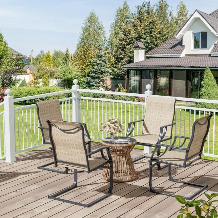 UDPATIO Patio Dining Chairs Set of 4, High Back Patio Chairs in All Weather Breathable Textile Fabric, Outdoor Furniture Chairs for Deck, Lawn, Garden, Backyard (Brown) - Image 6