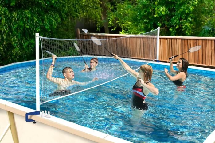 Poolmaster 72786 Above-Ground Pool Water Volleyball and Badminton Pool Game with Bracket Mounts White 16-Feet - Image 2