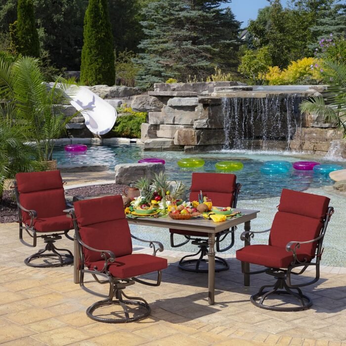 Arden Outdoor Chair Cushion, 21 x 20, Rain-Proof, Fade Resistant 20 x 21, Ruby Red Leala - Image 6