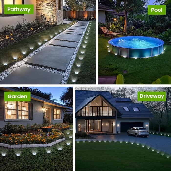 Mini Solar Ground Lights, 12 Pack Solar Powered Pathway Lights, Warterproof Outdoor Light for Garden, Driveway, Walkway, Backyard, Patio (Cool White) - Image 2