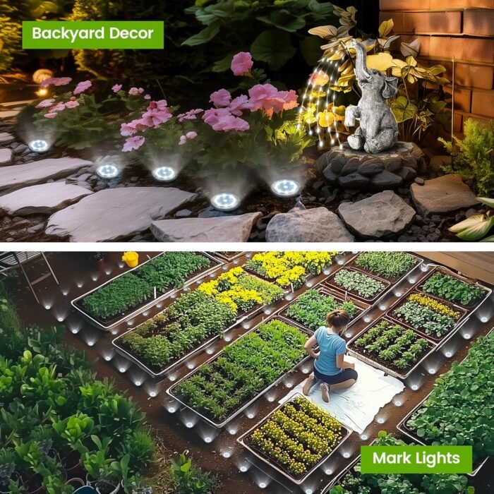Mini Solar Ground Lights, 12 Pack Solar Powered Pathway Lights, Warterproof Outdoor Light for Garden, Driveway, Walkway, Backyard, Patio (Cool White) - Image 6