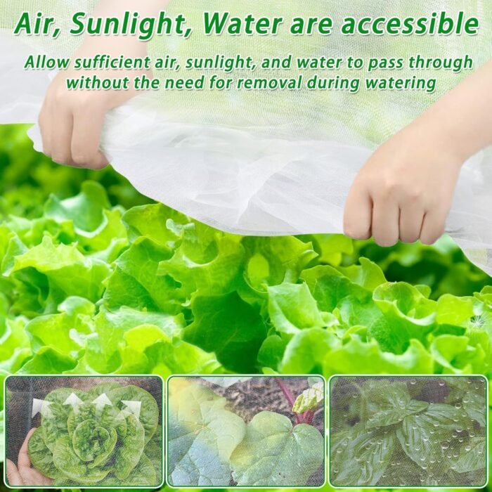 2 Pack Garden Netting Pest Barrier for Raised Beds, Rectangular Bird Mesh Netting Plant Net with Drawstring, Greenhouse Raised Garden Bed Cover Screen Protection for Plant Vegetable Fruit Flower Crop - Image 4