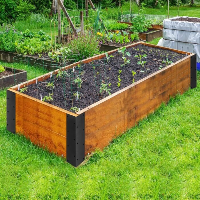 Set of 8 Raised Garden Bed Corner Brackets with Wood Screws for 20"-24" Bed, Rust Resistant Raised Bed Corners Metal Connectors 11" x 3" x 3" for Vegetable Planter Garden - Image 6