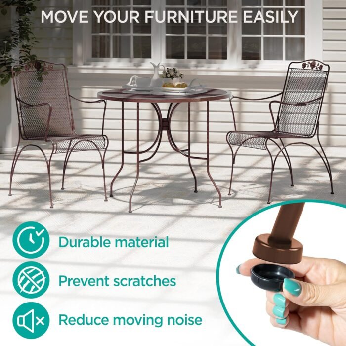 Wrought Iron Patio Furniture Feet Caps (32 Pack, Black) - 1.5" Round Plastic Outdoor Chair Leg Caps, Patio Furniture Replacement Feet - Image 2