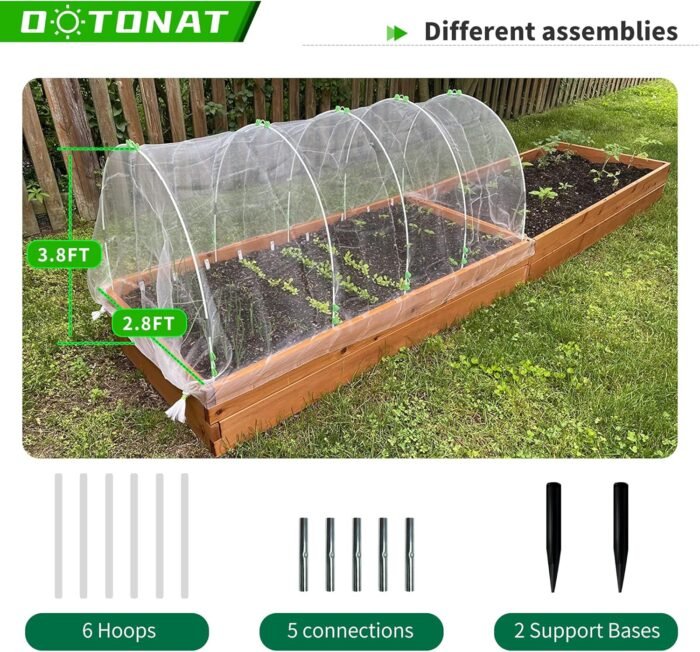 8FT Garden Hoops Grow Tunnel Kit - Rust-Free Fiberglass Frame for Raised Beds, 36pcs - DIY Plant Support for Garden Netting, Row Covers, and Greenhouse Protection - Image 6